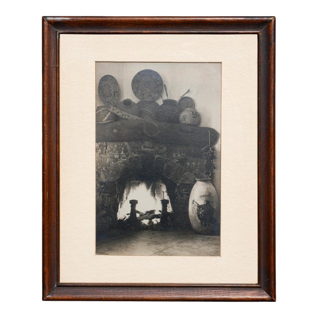 Early Black and White Still Life Photograph of an Interior Fireplace Hearth, 1937 For Sale