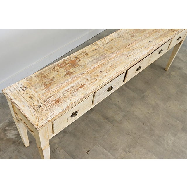 Swedish 19th century painted pine server-console, with five spacious drawers for organizing kitchens, dining rooms,...