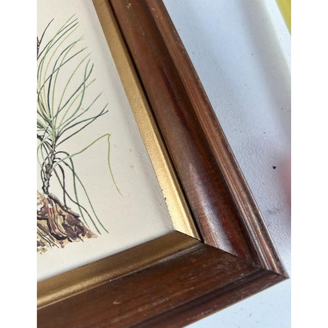 Wood 1970s Pair of Owl Paintings in Wooden Frames, Signed by Artist For Sale - Image 7 of 7