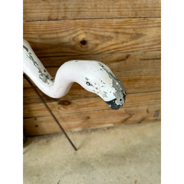 Coastal Early Mid-20th Century Coastal Concrete Flamingo Garden Ornaments-Pair For Sale - Image 3 of 12