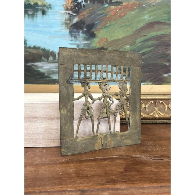 1970s 1970s Primitive Possibly Brass Tribal Wall Decor Art Piece For Sale - Image 5 of 7