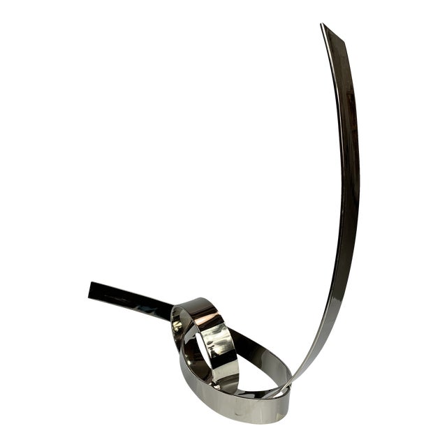 Mid-Century Modern Signed Abstract Metal Sculpture on Marble Plinth For Sale