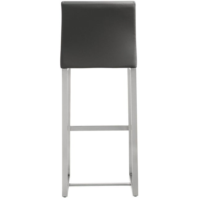 2020s Denmark Grey Vegan Leather & Steel Bar Stools - Set of 2 For Sale - Image 5 of 12