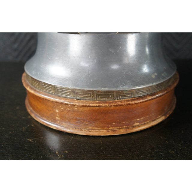Mid 20th Century Mid Century Modern Chinese Pewter Brass Overlay Vase Urn Buffet Lamps Chinoiserie - a Pair For Sale - Image 13 of 14