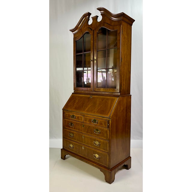 Late 20th Century Vintage White Fine Furniture Chippendale Style Secretary Desk For Sale - Image 5 of 12