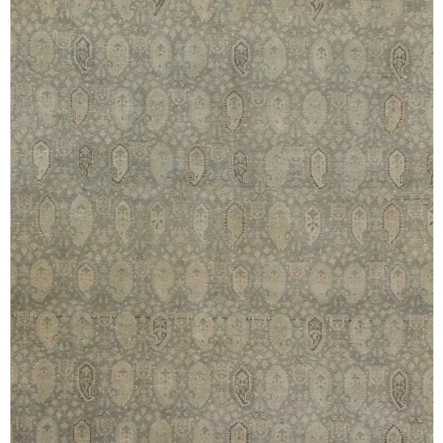 Tribal Muted Vintage Turkish Sivas With Paisley Design in Taupe, Gray-Green, and Camel 6'8'' X 9'0'' For Sale - Image 3 of 6