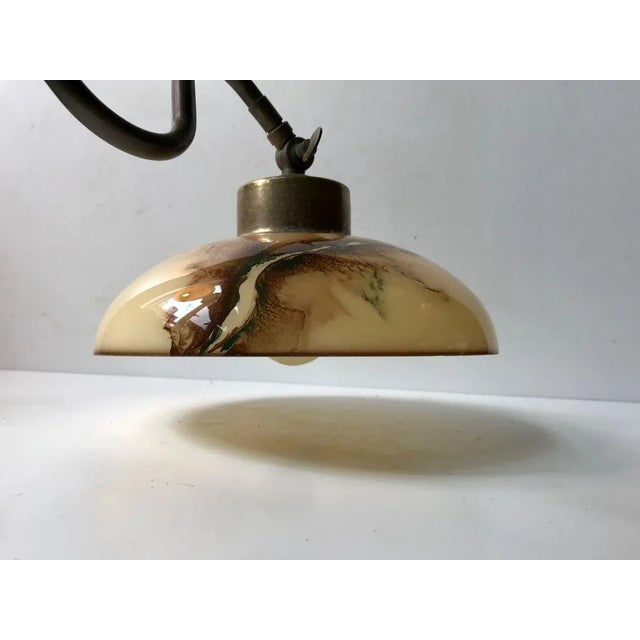 1950s Scandinavian Modern Brass Swing Arm Sconce with Horseshoe, 1950s For Sale - Image 5 of 13