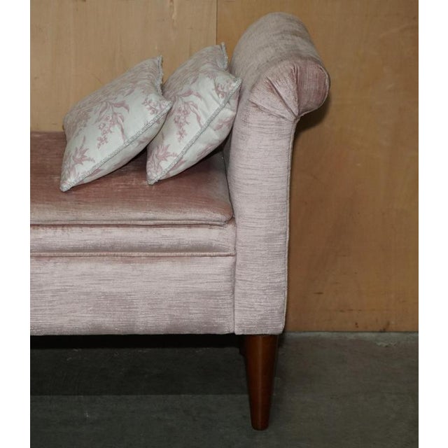 Crushed Velour Window Seat Bench with Internal Storage For Sale - Image 4 of 16