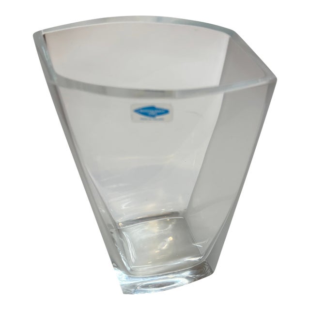 Nuutajarvi 1793 Vintage Clear and Frosted Art Glass Pillow Vase For Sale