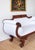 English Antique Carved Mahogany Sofa With Crisp White Upholstery For Sale - Image 3 of 5