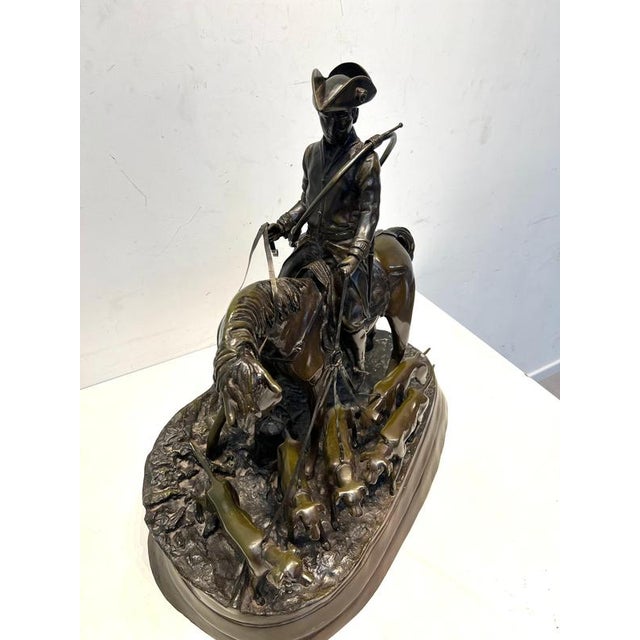 Pierre-Jules Mêne, Hunting Scene of Rider with Hounds, 19th Century, Bronze For Sale - Image 3 of 5