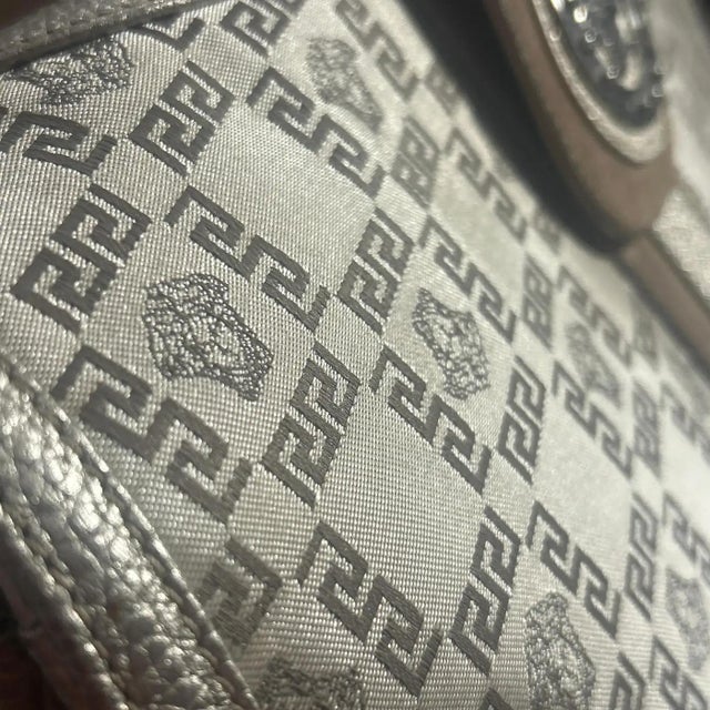Versace Vintage Gianni Versace Metallic Medusa Monogram White Shoulder Bag For Sale - Image 4 of 7