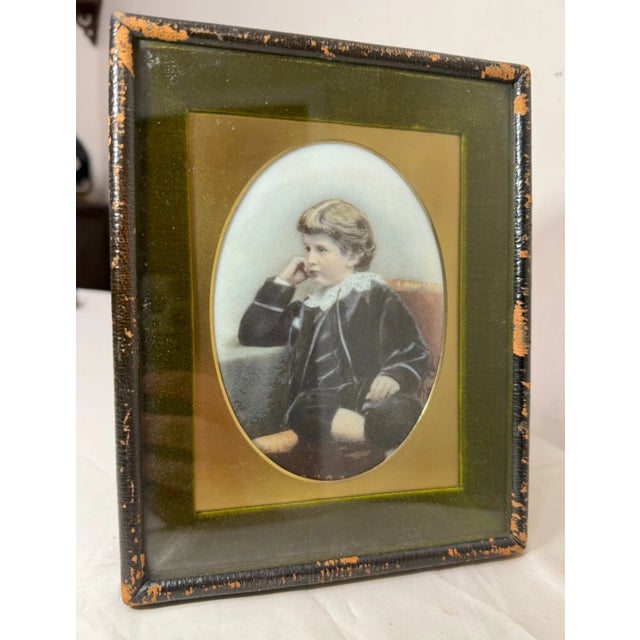 Antique 19th Century Original Miniature Young Boy Painting on Porcelain Portrait For Sale In New York - Image 6 of 11
