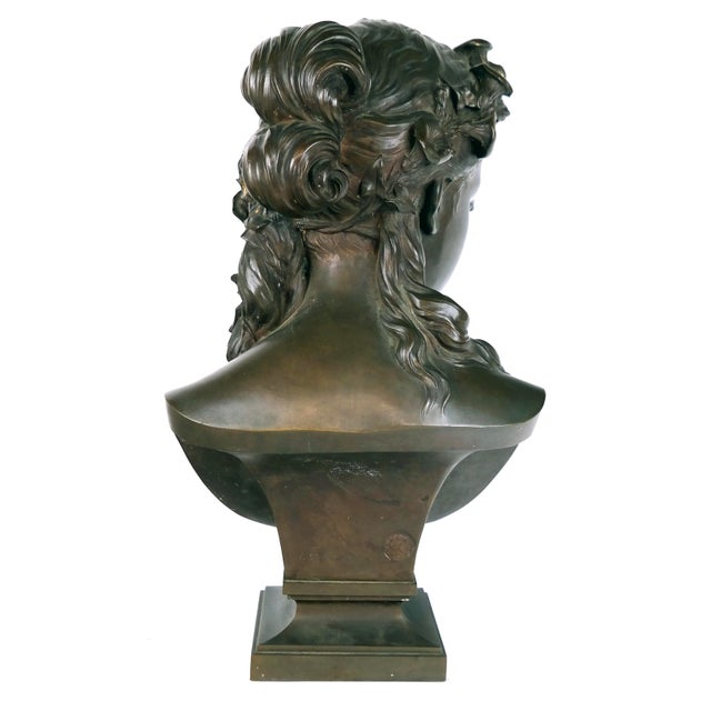 Neoclassical F. Barbedienne Bronze Bust of a Woman For Sale - Image 3 of 10