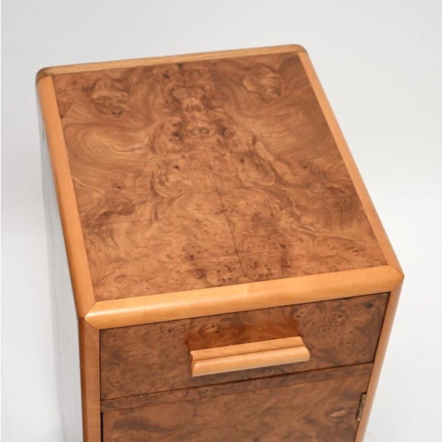Wood Art Deco Burr Walnut Bedside Cabinets, 1930, Set of 2 For Sale - Image 7 of 11