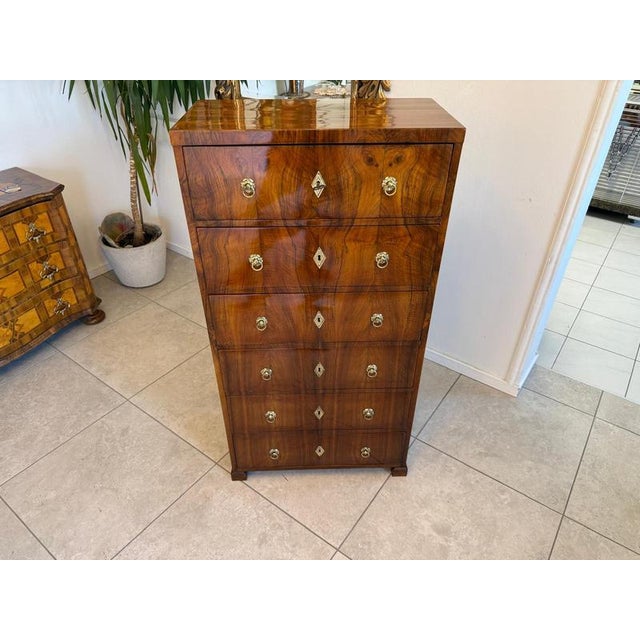 Biedermeier Week Dresser in Walnut For Sale - Image 13 of 16