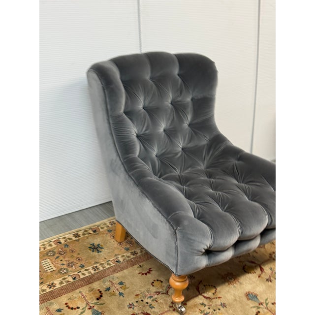 Lee Industries for Serena and Lily Bruno Velvet Tufted Chair For Sale - Image 12 of 12