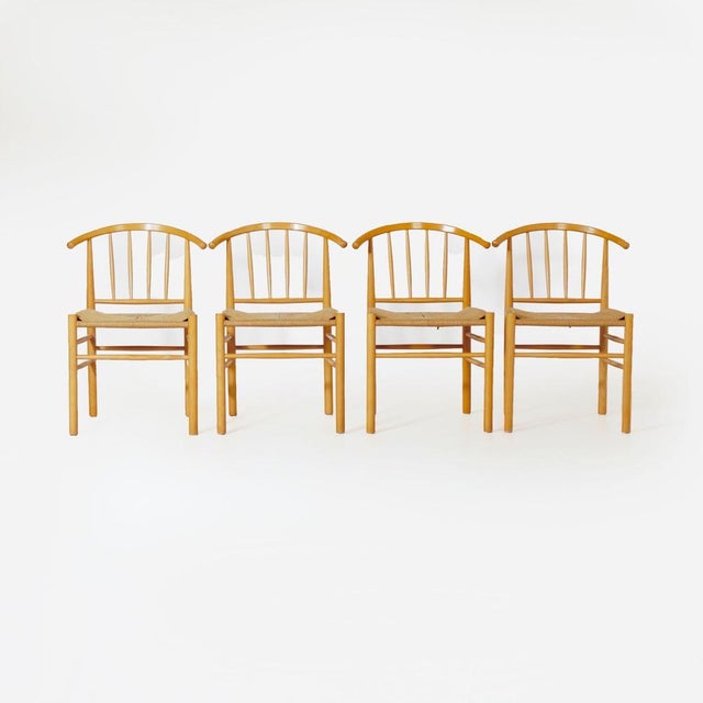 Danish J-151 Dining Chairs in Beech and Papercord by Erik Ole Jørgensen for FDB Møbler, 1960s, Set of 4 For Sale - Image 8 of 8