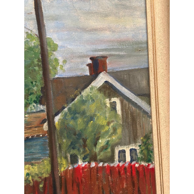 P. Agne, Village, 1950s, Oil on Canvas, Framed For Sale - Image 10 of 13