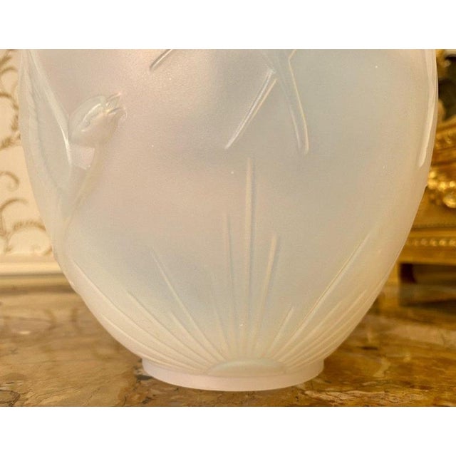 Glass Art Deco Opalescent Vase with Swallows from Sabino Paris For Sale - Image 7 of 13