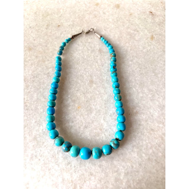 American Vintage Native American Turquoise Beaded Necklace For Sale - Image 3 of 4
