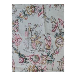 Chinoiserie Toile Fabric 1.27 Yards For Sale