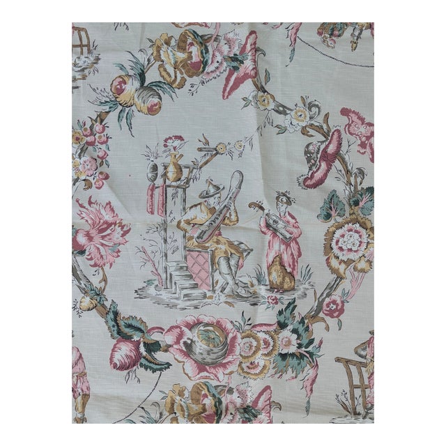 Chinoiserie Toile Fabric 1.27 Yards For Sale