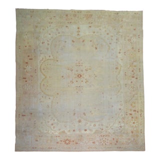 Oversize Neutral Large Antique Turkish Oushak Rug For Sale