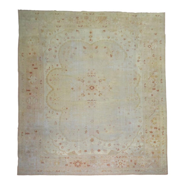 Oversize Neutral Large Antique Turkish Oushak Rug For Sale