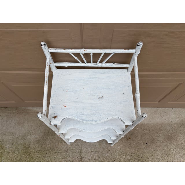 White 19th Century American Victorian White Painted Bamboo Four-Tier Étagère For Sale - Image 8 of 14