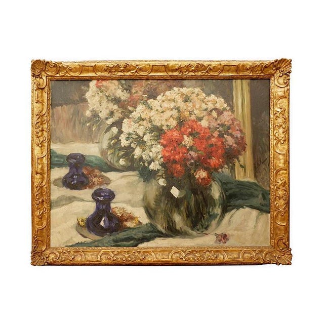 Flowers in Front Mirror, 19th Century, Paint on Canvas, Framed For Sale - Image 14 of 14