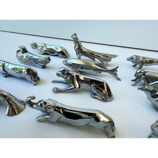 Metal Set of 12 Art Deco Silver-Plated Figural Knife Rests, in the Manner of Christofle For Sale - Image 7 of 10
