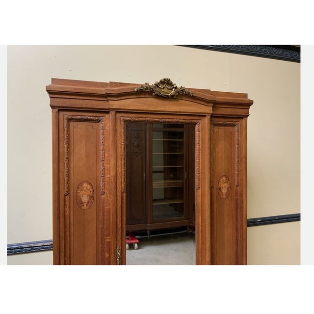 Antique Art Nouveau Bronze Inlaid Wardrobe, 1910 For Sale - Image 10 of 11