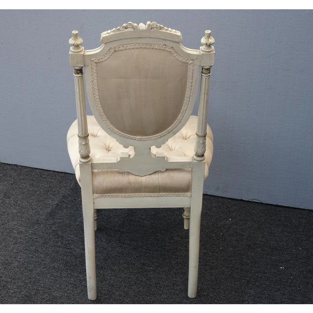 1930s Vintage Rococo Louis XVI Style Off White French Chair For Sale - Image 5 of 11