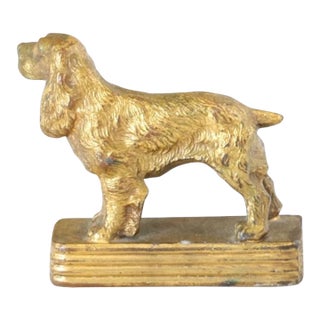 Antique Gilt Setter Dog Desk Ornament For Sale