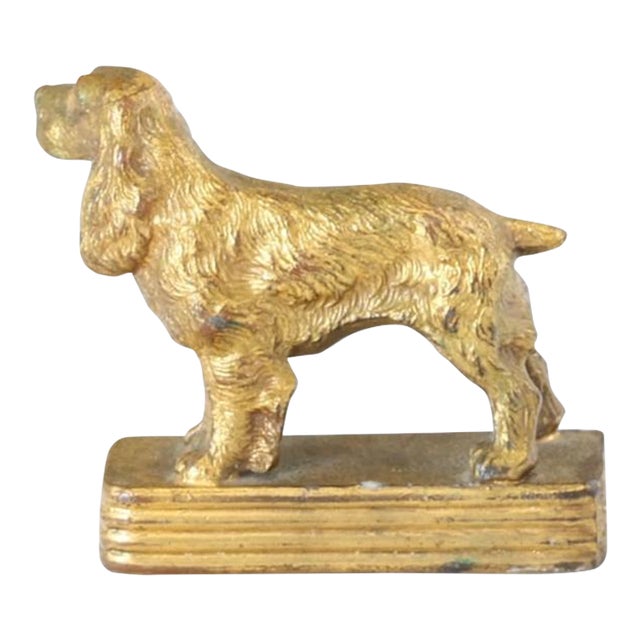 Antique Gilt Setter Dog Desk Ornament For Sale