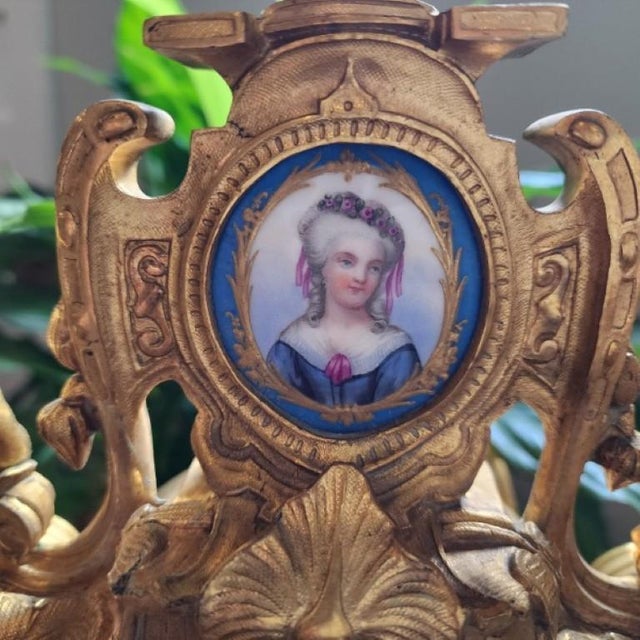 Metal 19th C. French Lévy Frères Napoleon III Gilt Bronze & Porcelain Mantel Clock For Sale - Image 7 of 15