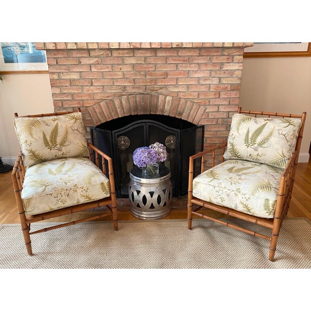 Chinoiserie Style Bamboo Lounge Chairs by Bernhardt, a Pair For Sale - Image 13 of 18