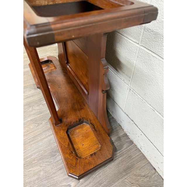 Antique Victorian Eastlake Walnut Hall Tree With Mirror and Hooks and Drawer For Sale - Image 16 of 18