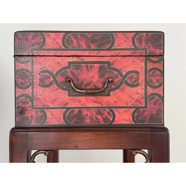 Theodore Alexander Theodore Alexander Georgian Style Decoupaged Mahogany Cellarette Box on Stand For Sale - Image 4 of 11
