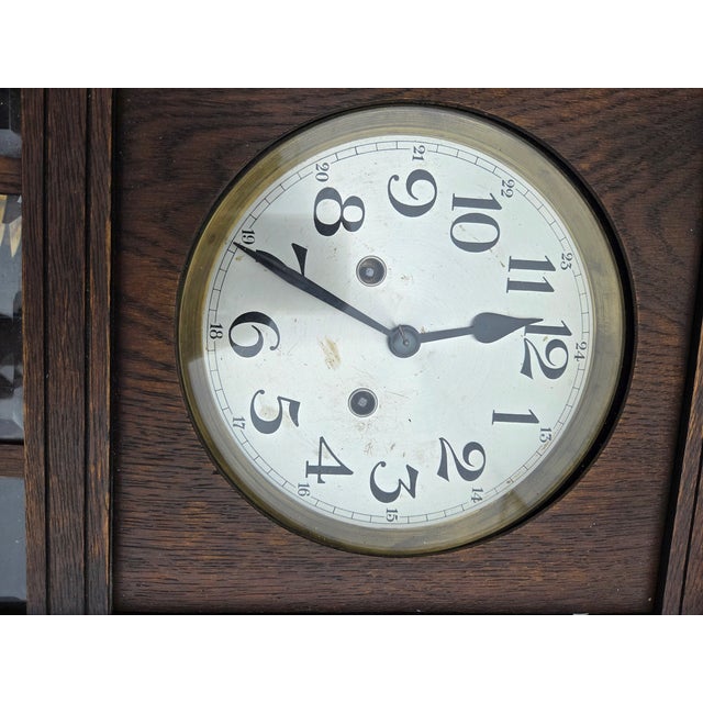 Antique German Oak 8 Day Wall Clock Chimes Gustav Becker Ra Regulator For Sale - Image 17 of 18