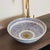 Metal Contemporary Pink and White Bathroom Wash Basin with Brass Drain For Sale - Image 7 of 9