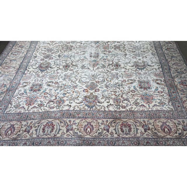 Beige Vintage Decorative Carpet For Sale - Image 8 of 9