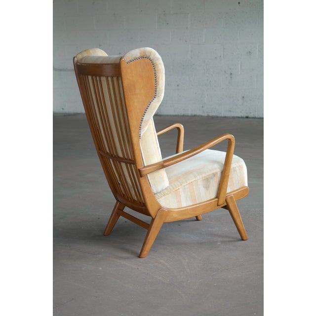 Danish Midcentury Wingback Lounge Chair With Exposed Sides For Sale - Image 11 of 13