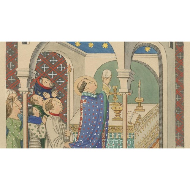 Paper Paul Mercuri, Medieval Catholic Rituals Funeral & Mass, 1860, Hand-Colored Lithographs on Paper, Set of 2 For Sale - Image 7 of 9