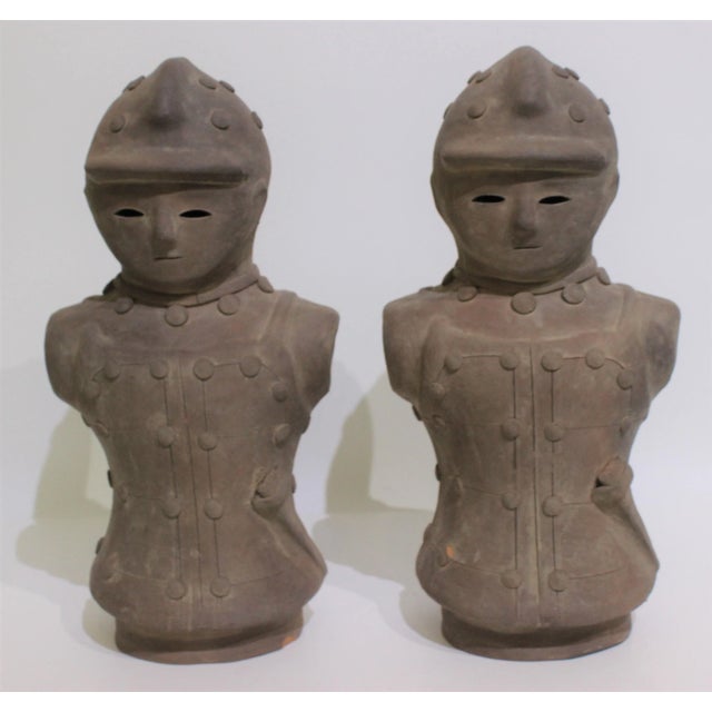Vintage Haniwa Style Figures Unglazed Terra Cotta Japan - a set of two - from a Palm Beach estate There is a small chip on...