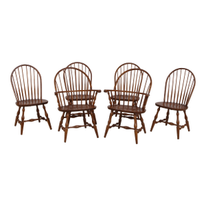 Set of 6 Hitchcock Oak Windsor Style Dining Room Chairs