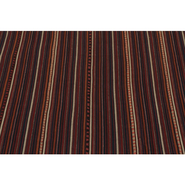 Rug & Kilim Vintage Persian Kilim, Vertical Stripes in Deep Red and Earth Tones - Rug & Kilim For Sale - Image 4 of 7