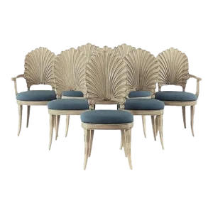 Venetian Grotto Style Scalloped Shell Back Dining Chairs - Set of 8