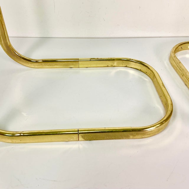 1980s Postmodern Contemporary Brass & Glass Cantilever Drink Tables - A Pair For Sale - Image 13 of 14